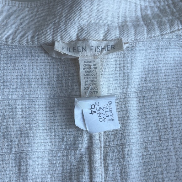 Eileen Fisher Mandarin Collar Channel Casual Pockets Jacket Undyed Ecru Ivory XS - Picture 13 of 14